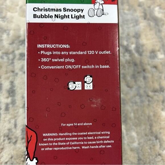 NIB Peanuts Snoopy & Woodstock Sitting on Doghouse Christmas Bubble Nite Light - Picture 3 of 6